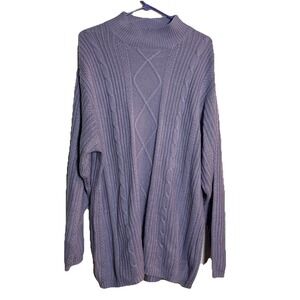 Vintage Baxter & Wells Women's L Lavender Cable Knit Sweater Mock Neck Hong Kong